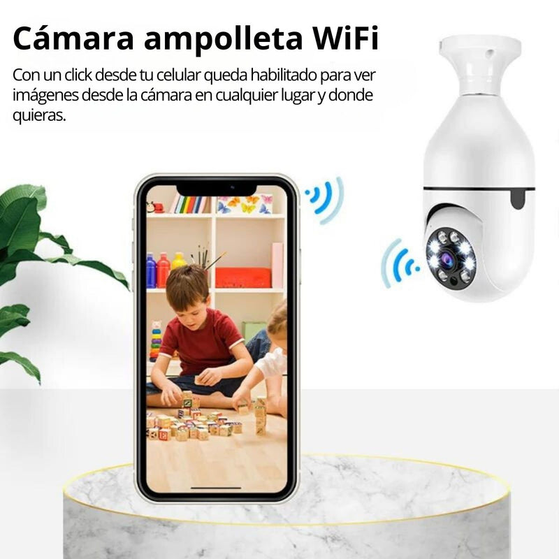 Camara Ip Tipo Bombillo 360º Robotica Wifi Vision Nocturna