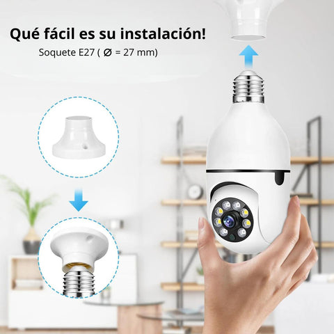 Camara Ip Tipo Bombillo 360º Robotica Wifi Vision Nocturna