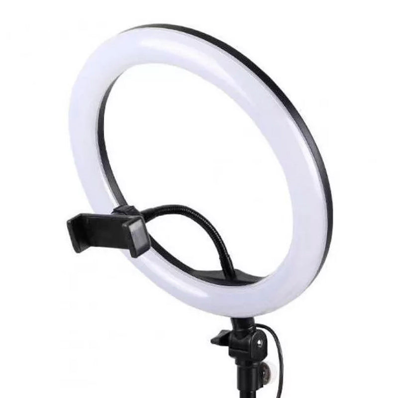 Aro de luz LED de 26 cm con trípode y soporte para celular